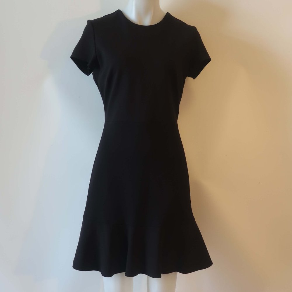 *Womens Forest Lily Black Short Sleeve Peplum Hem Flounce Dress 10